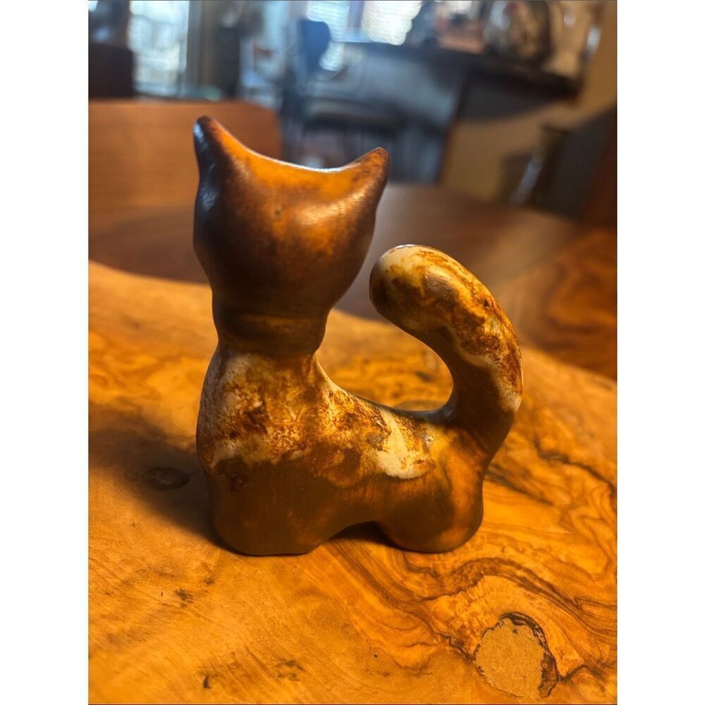 MCM Small Ceramic Cat Figurine - Brown and Cream - Picture 2 of 7